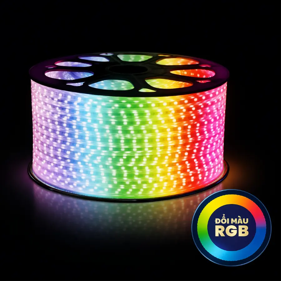 Hiệu ứng ánh sáng đèn LED dây 5050 RGB đổi màu rực rỡ ban đêm