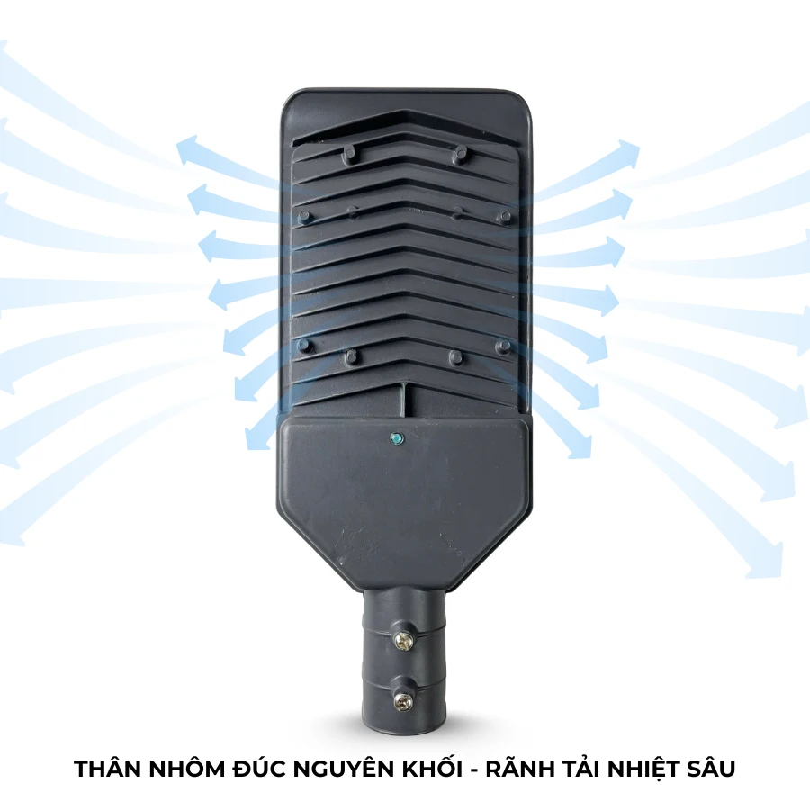 Thân nhôm đúc nguyên khối với rãnh tản nhiệt sâu của đèn đường LED