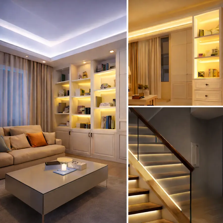 Đèn LED dây 3 chế độ màu trang trí nội thất hắt trần cầu thang