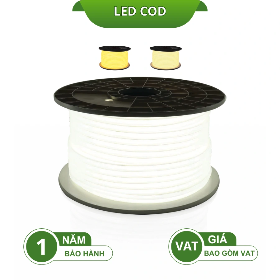 Đèn LED dây COB chống chói 220V gồm ánh sáng trắng vàng và trung tính