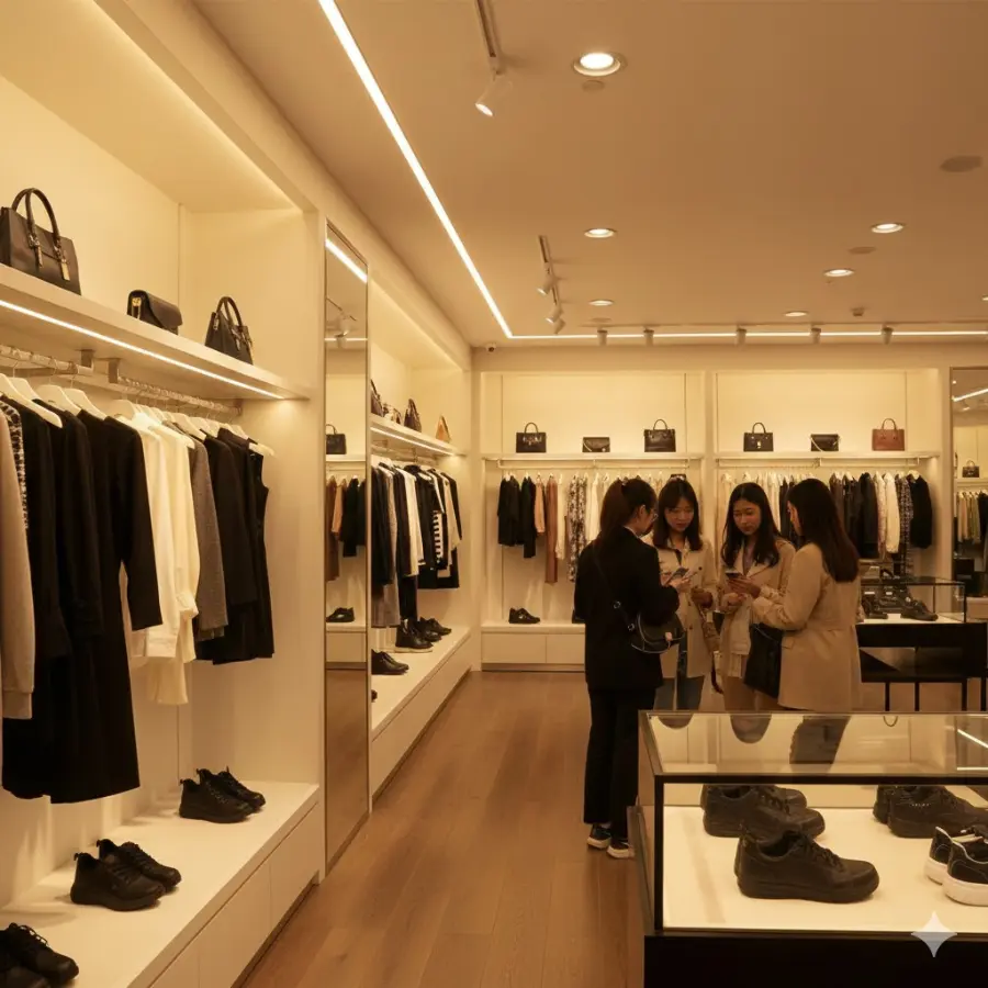 Đèn LED dây COB chống chói 220V chiếu sáng showroom và cửa hàng thời trang