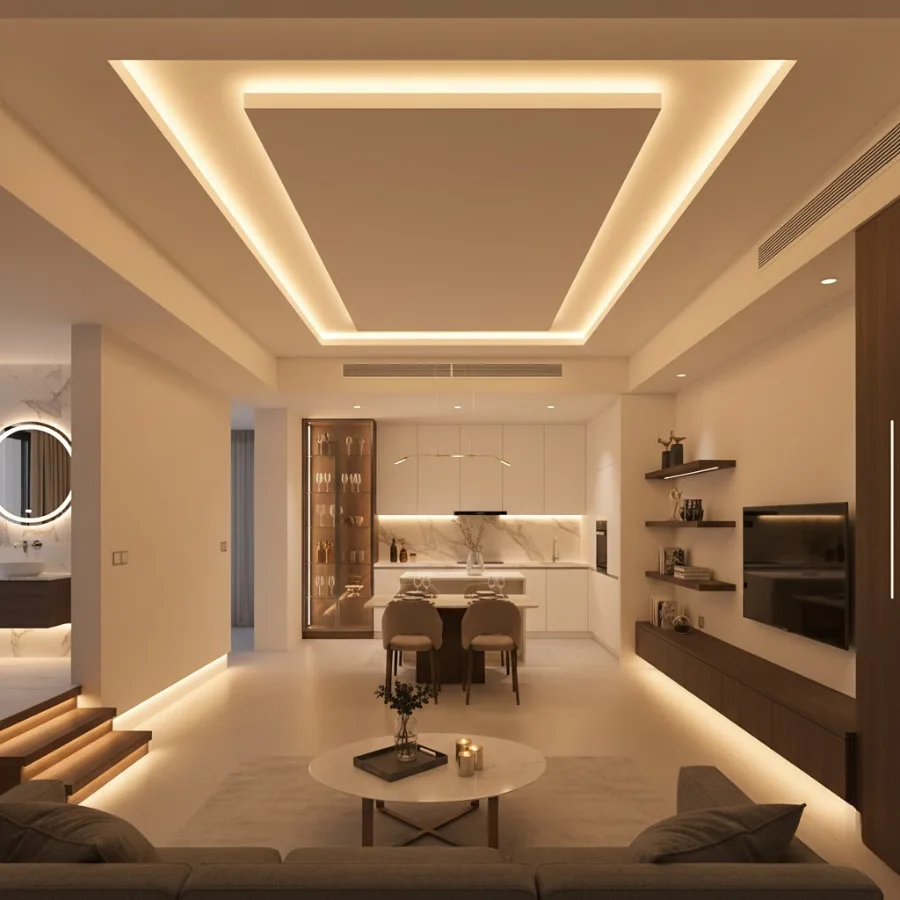 Đèn LED dây COB chống chói 220V hắt trần phòng khách và bếp ánh sáng dịu