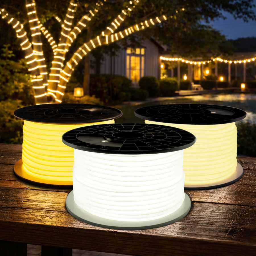 Đèn LED dây COB chống chói quấn cây ngoài trời ánh sáng vàng