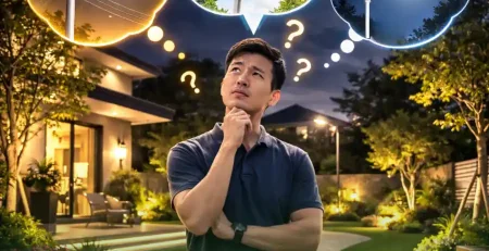 Cách chọn đèn chiếu sáng sân vườn ngoài trời phù hợp giữa đèn 220V, đèn năng lượng mặt trời sân vườn và đèn cảm biến ánh sáng