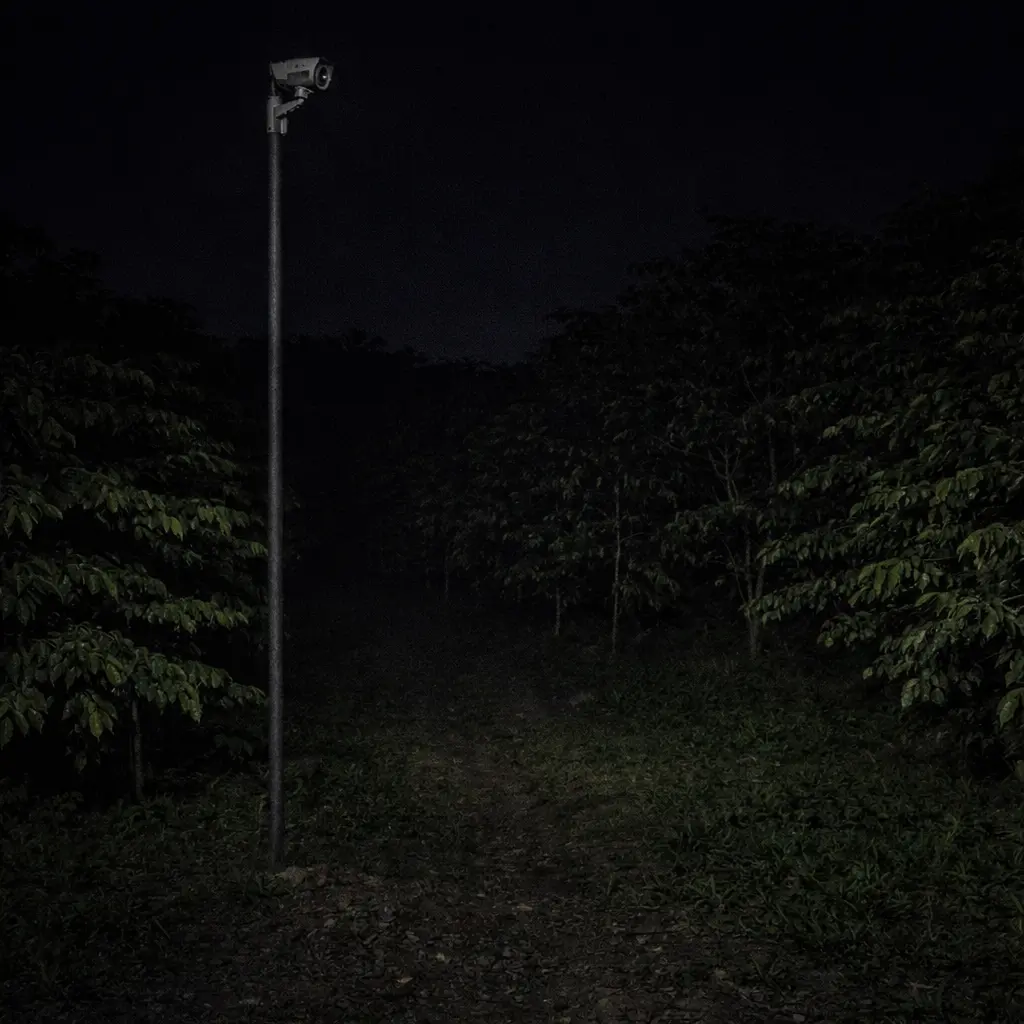 camera giám sát vườn ban đêm nhưng khu vực thiếu ánh sáng