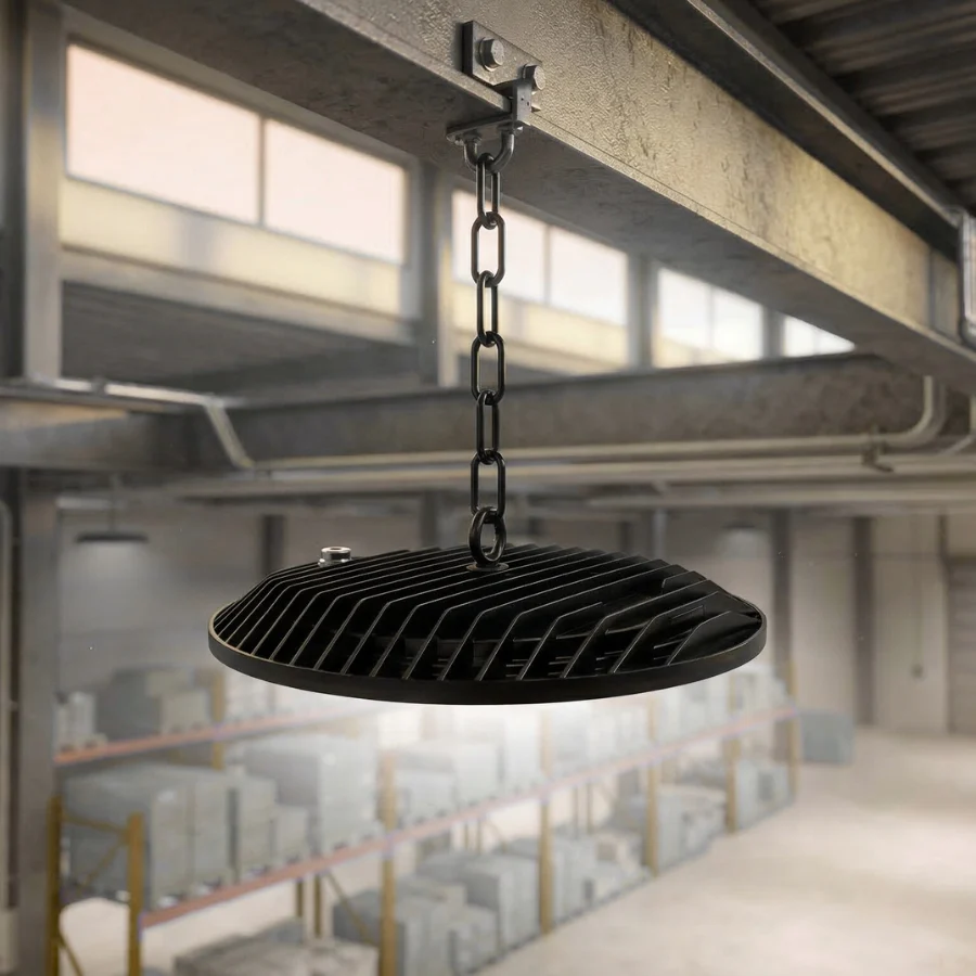 Mặt sau đèn led highbay HB1 với tản nhiệt hợp kim nhiều rãnh sâu