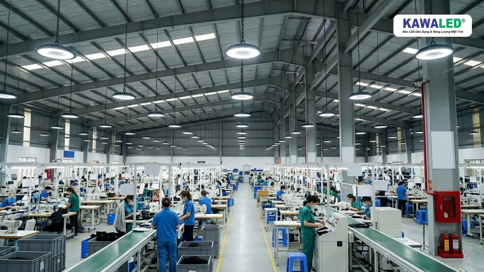 đèn led highbay HB1 chiếu sáng xưởng sản xuất công nghiệp