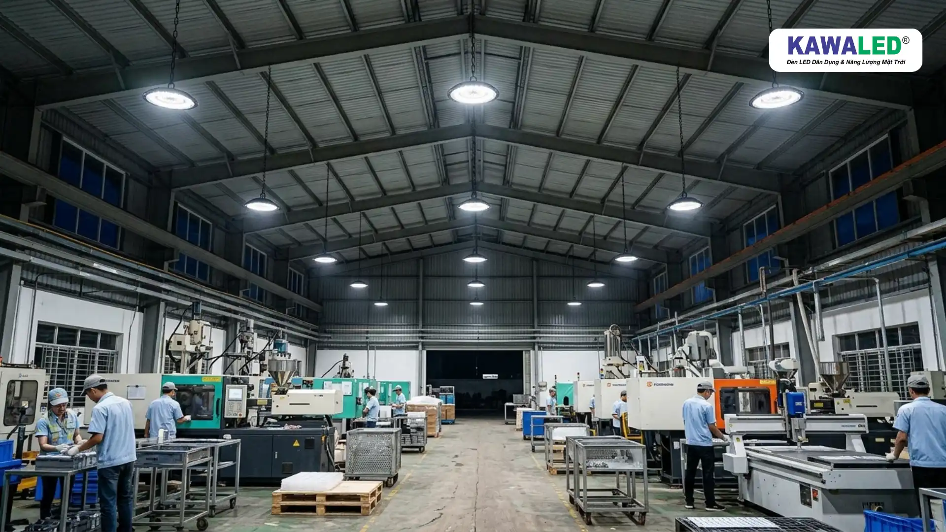 đèn led nhà xưởng 200w chiếu sáng nhà máy sản xuất