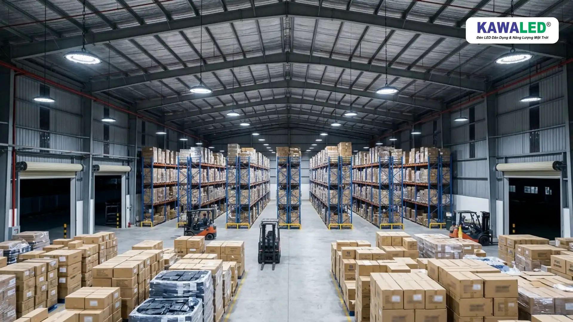 đèn led nhà xưởng 200w dùng trong kho hàng