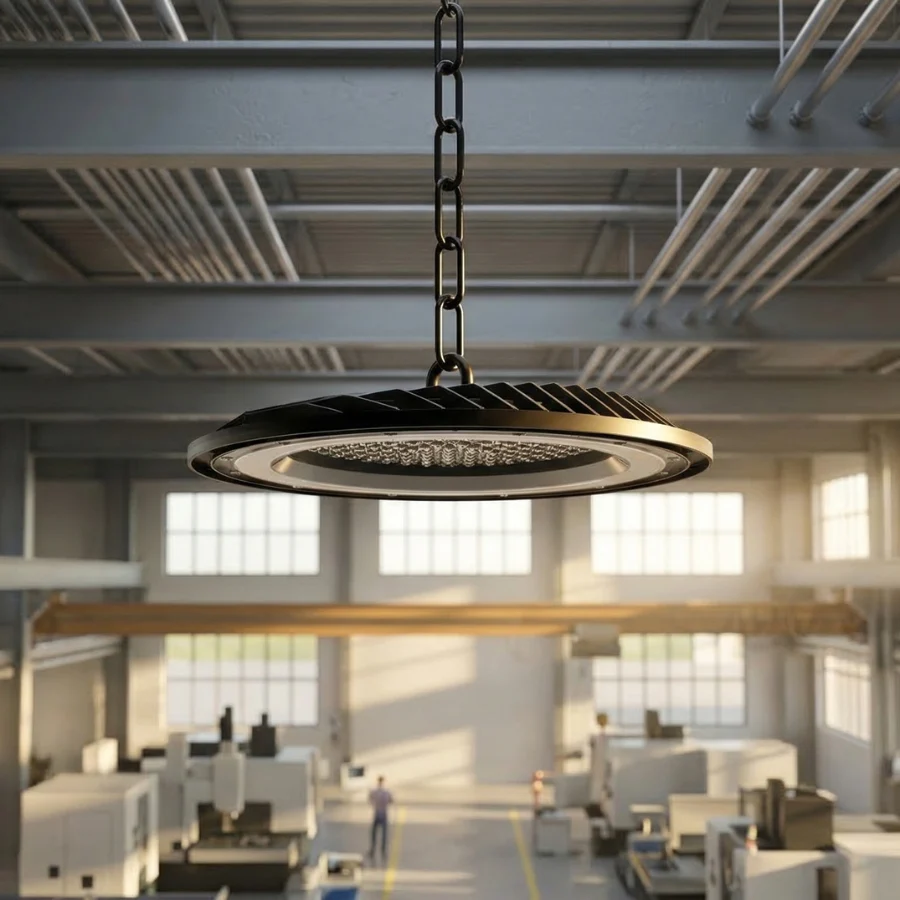 Đèn led nhà xưởng HB1 chiếu sáng không gian rộng đều ánh sáng