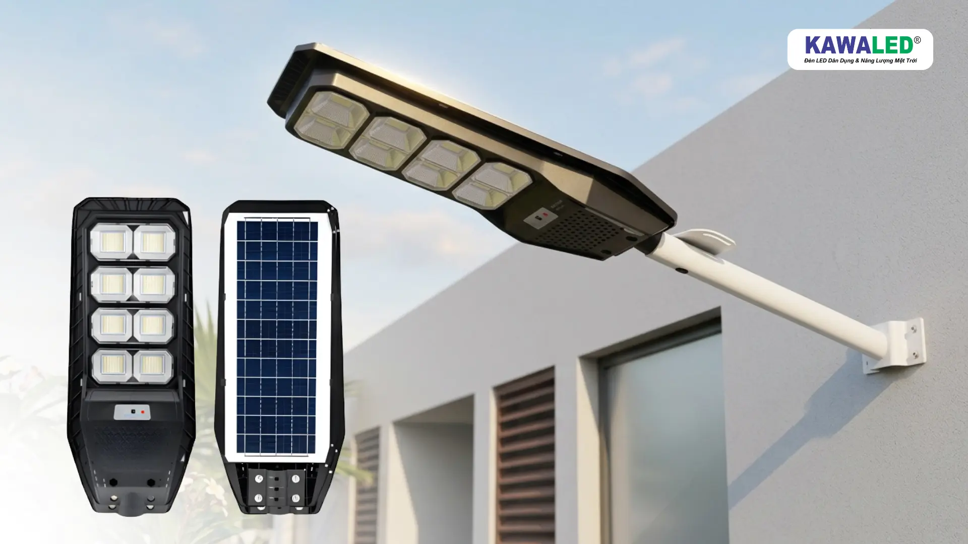 đèn năng lượng mặt trời liền thể gắn trên tường ngoài trời