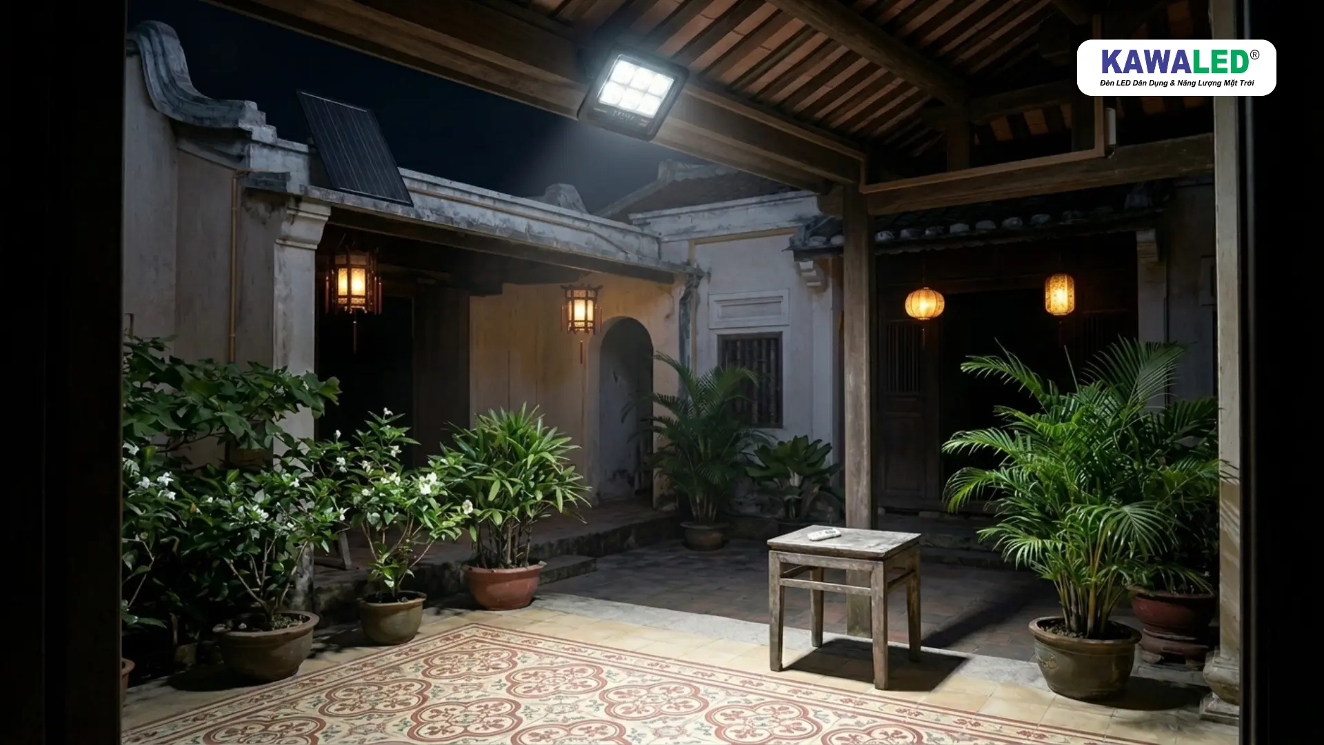 đèn năng lượng mặt trời tấm pin rời hoạt động ở khu vực thiếu nắng