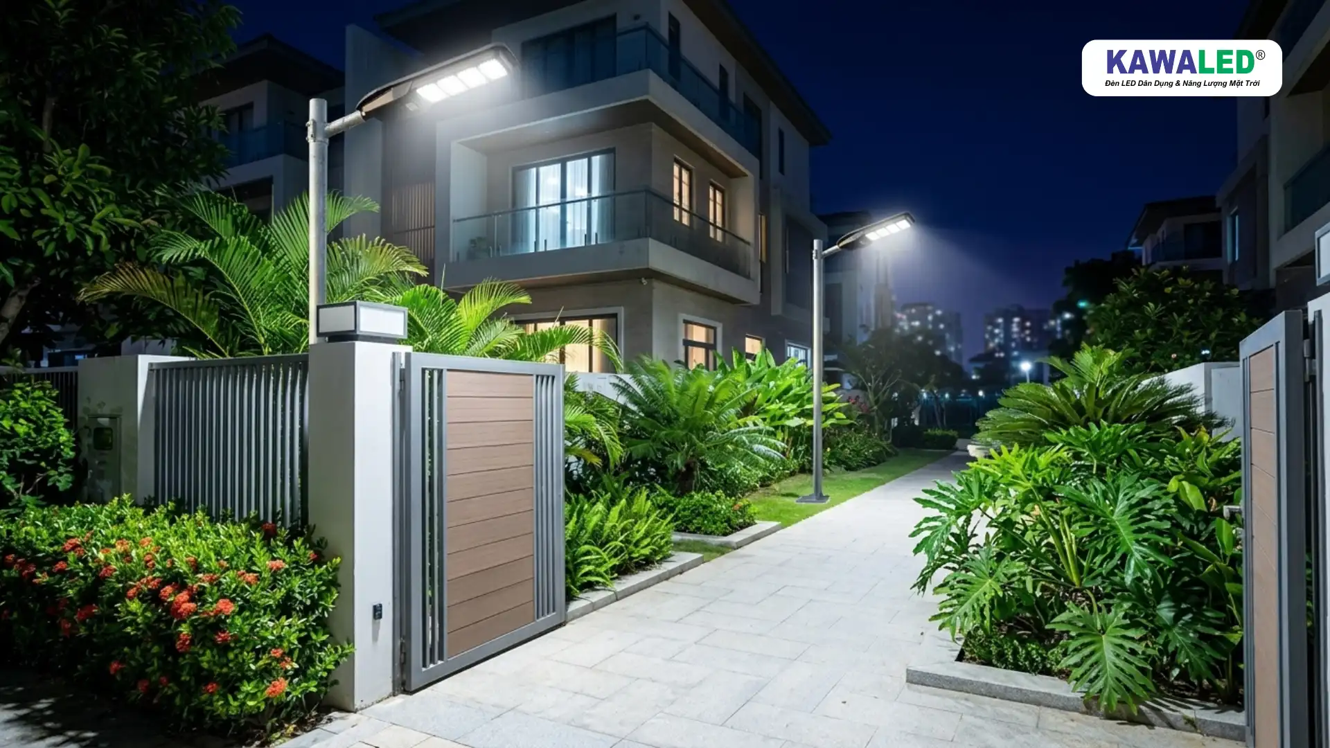 đèn năng lượng mặt trời chiếu sáng sân vườn nhà ở Việt Nam