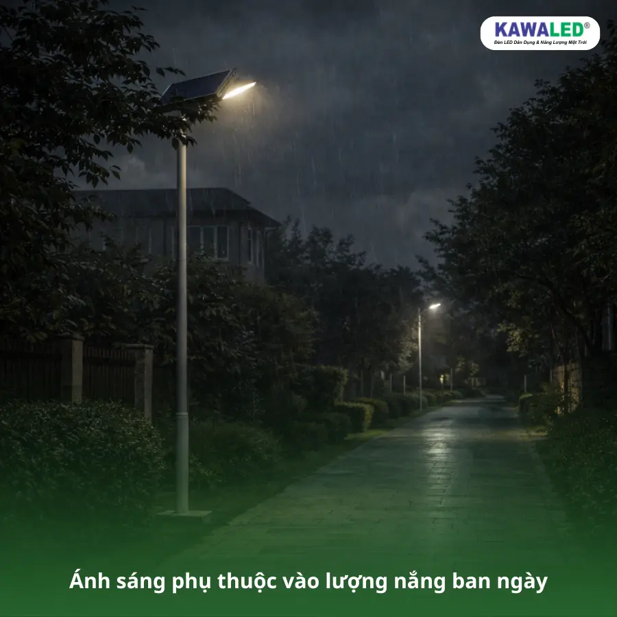 Đèn năng lượng mặt trời sân vườn hoạt động phụ thuộc lượng nắng ban ngày