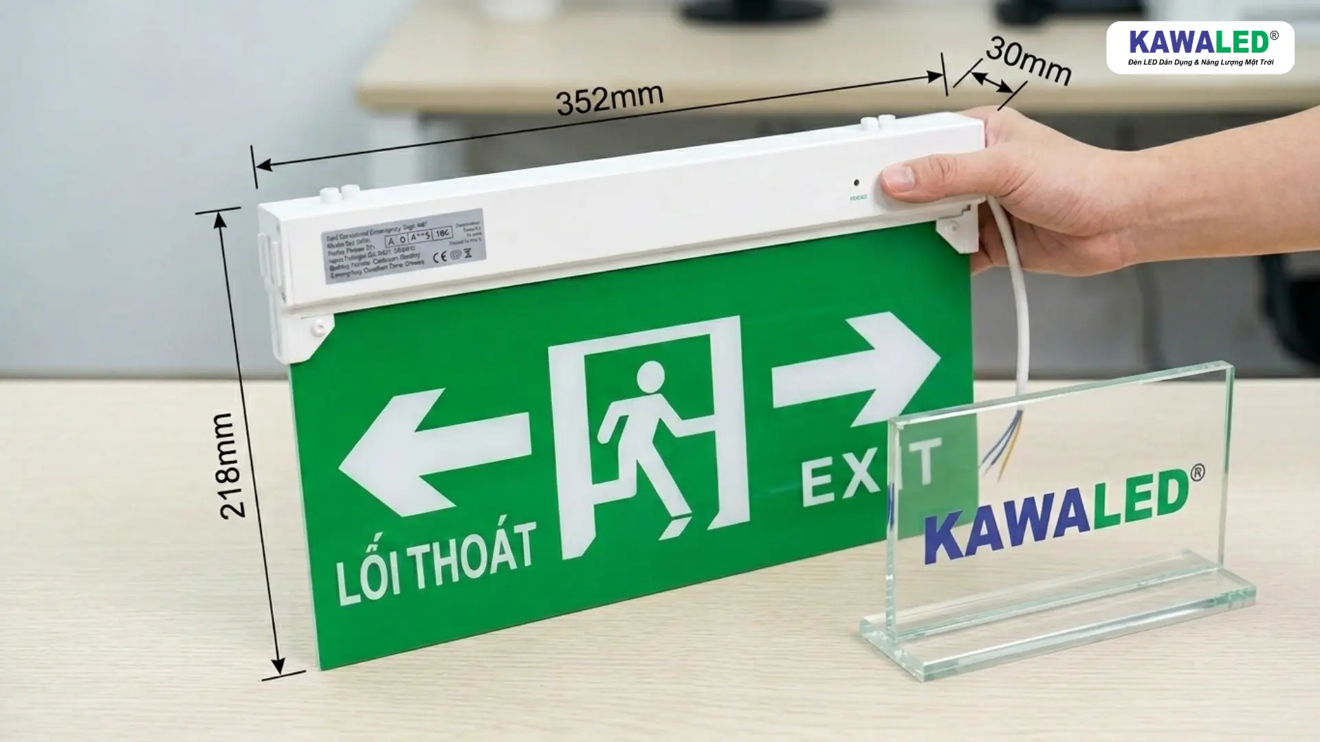 đèn thoát hiểm exit e506 kawaled chính hãng