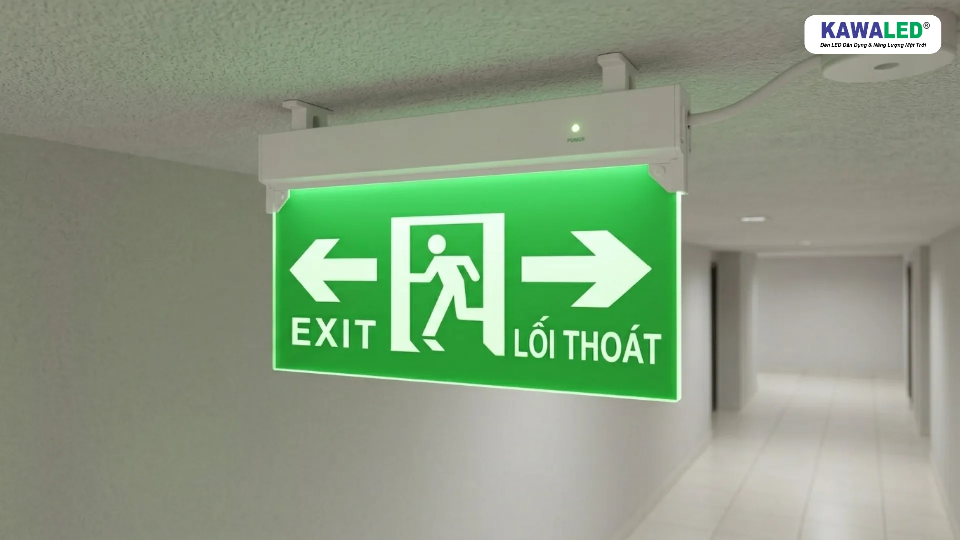 đèn thoát hiểm exit e506 treo trần hành lang