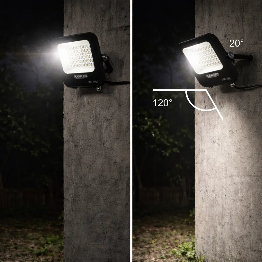 Góc chiếu 120 độ của đèn pha LED ngoài trời