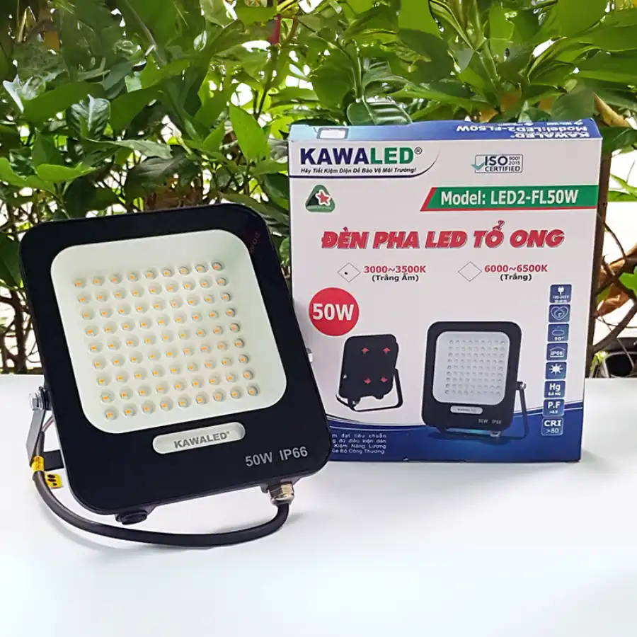 Đèn pha LED tổ ong 50W IP66 Kawaled chiếu sáng sân vườn