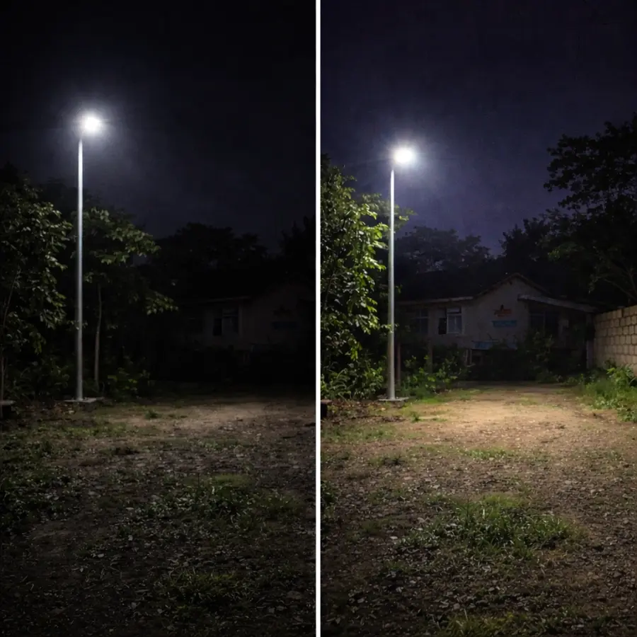 Lắp đèn pha LED sân vườn quá cao khiến ánh sáng bị loãng