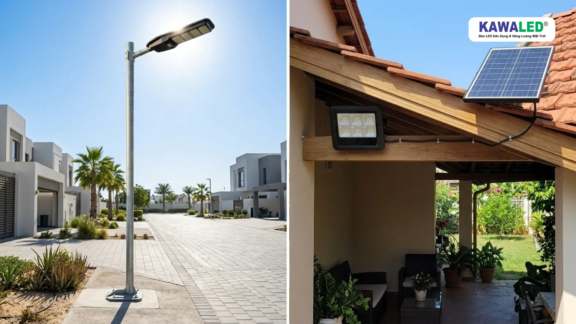 so sánh đèn năng lượng mặt trời liền thể và tấm pin rời