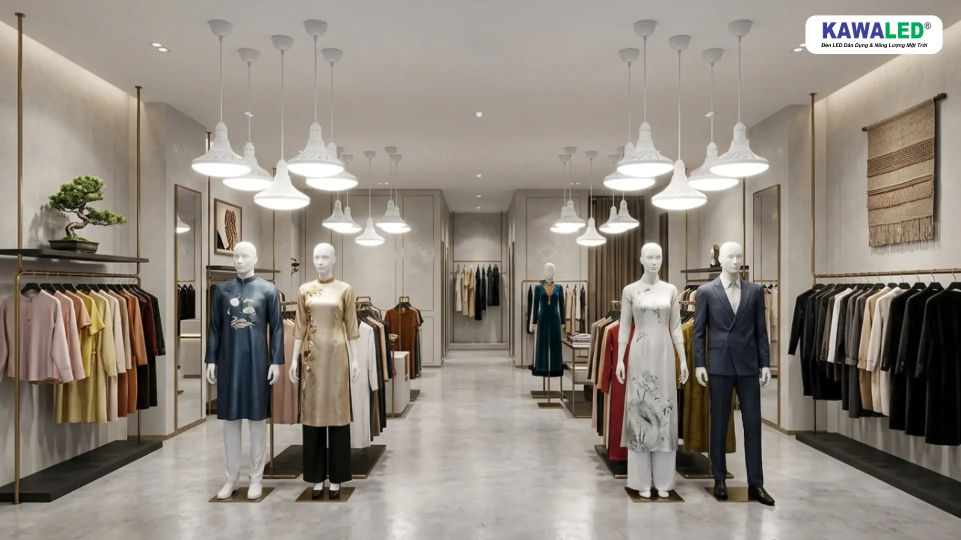 cách bố trí đèn shop quần áo giúp không gian sáng đều và đẹp
