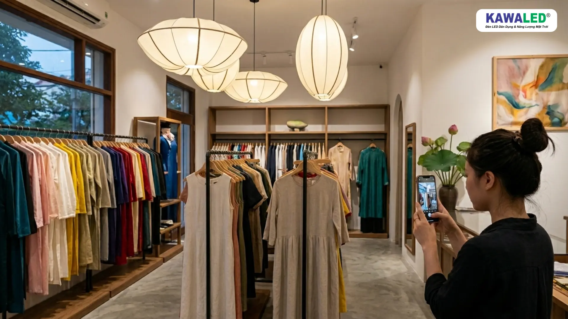 cách chọn đèn cho shop quần áo giúp ảnh chụp rõ và màu chuẩn