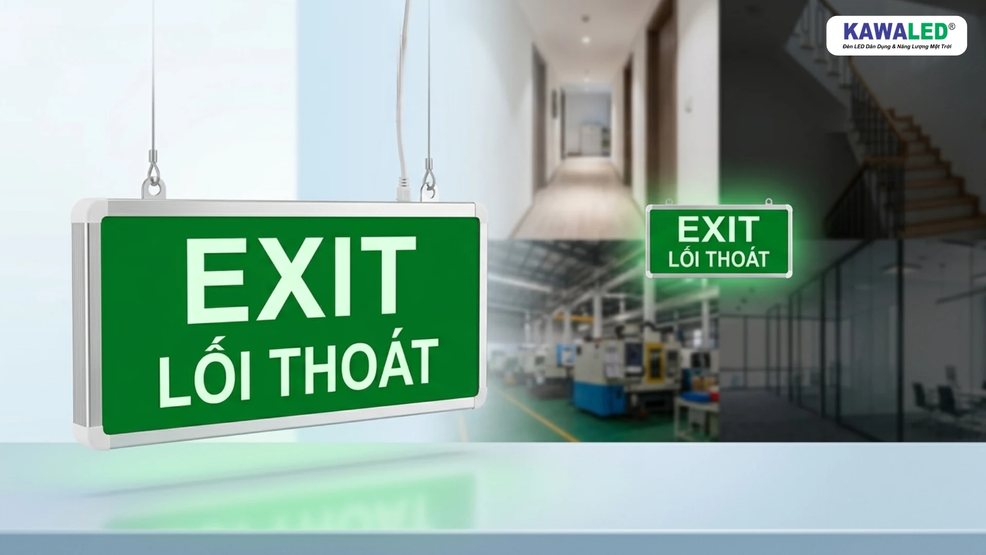 đèn exit kawaled ứng dụng trong nhà và nhà xưởng