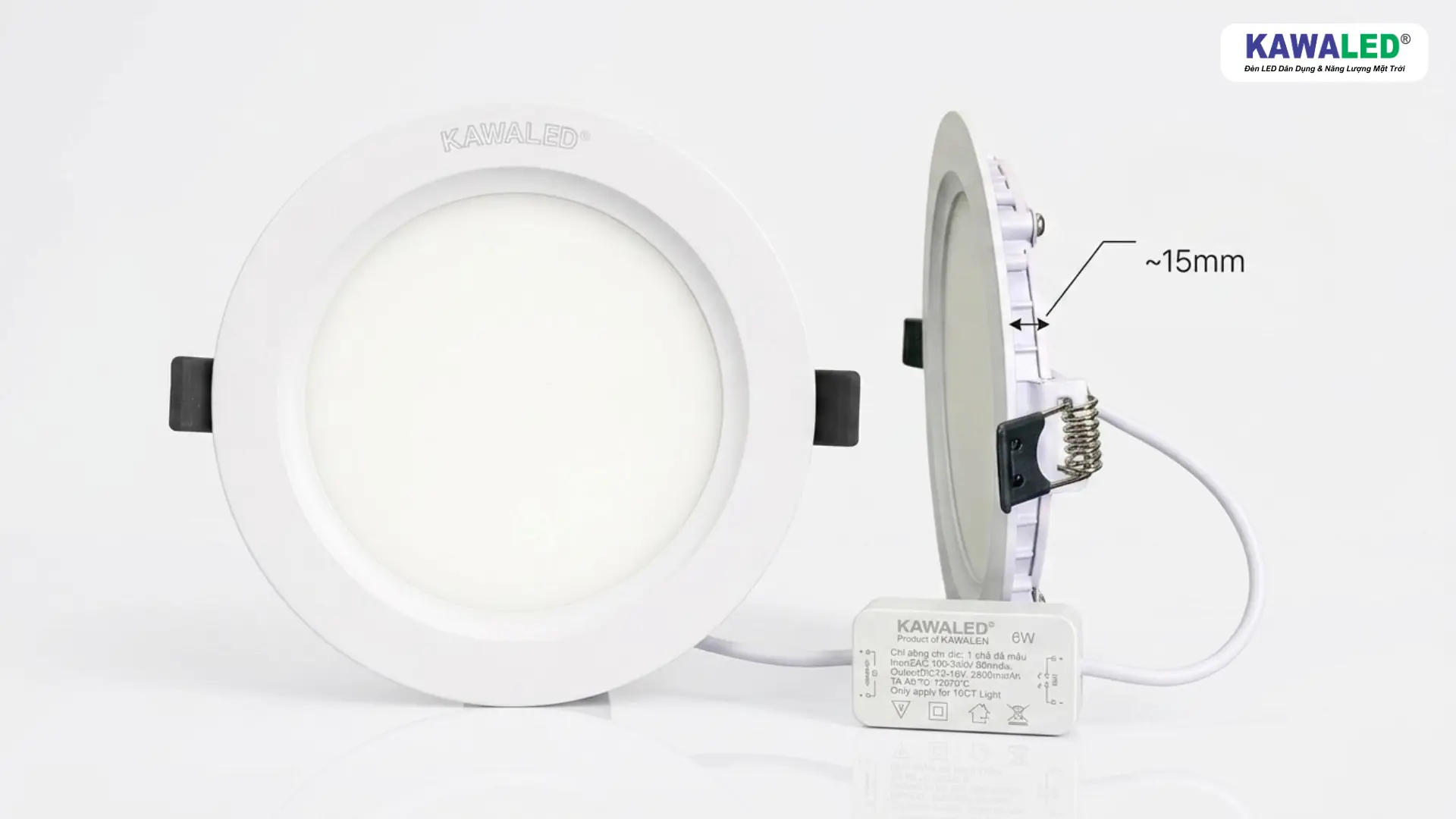 đèn led âm trần siêu mỏng kawaled thiết kế mỏng 15mm