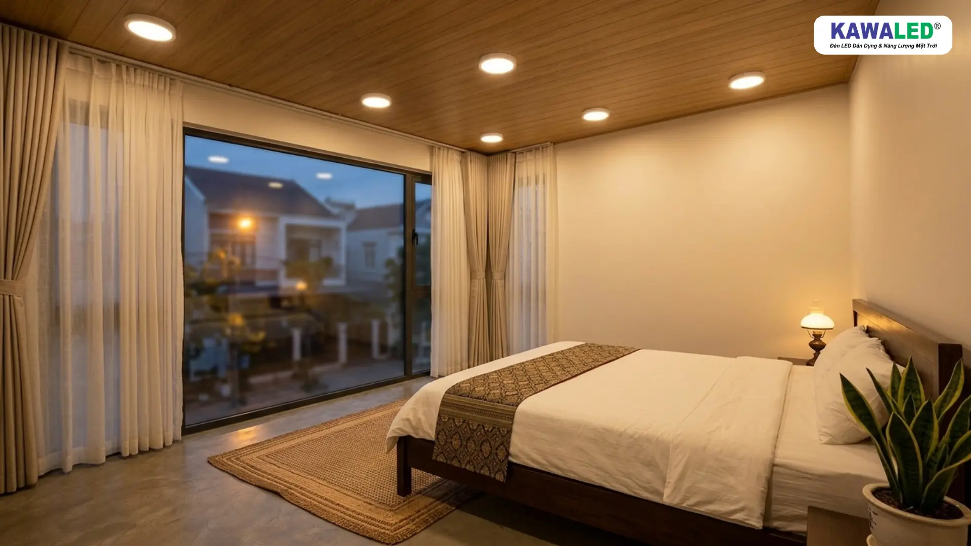 đèn led ốp trần tròn phòng ngủ ánh sáng vàng ấm