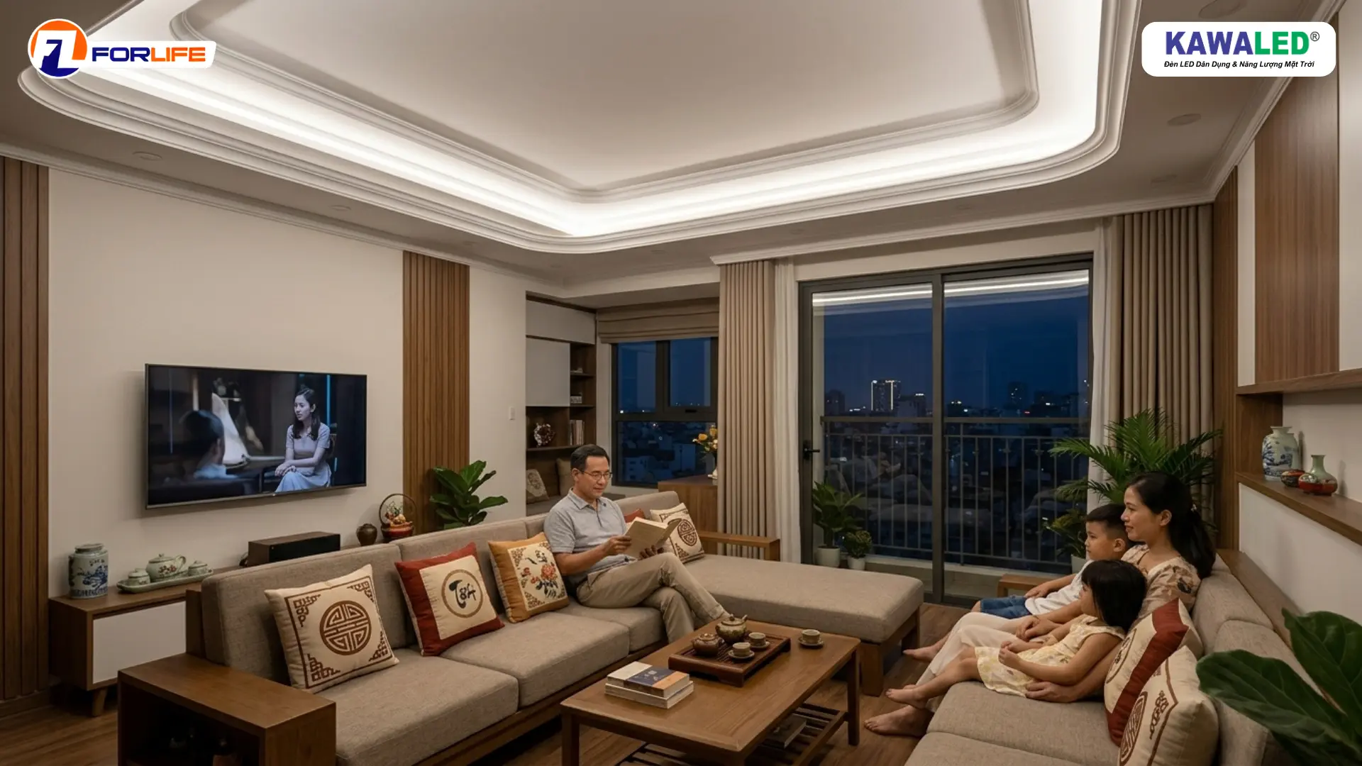 LED dây COB tạo không gian phòng khách ấm cúng tiết kiệm điện