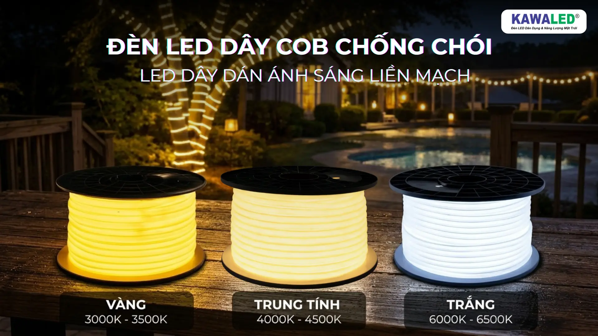 đèn LED dây COB chống chói ánh sáng liền mạch tiết kiệm điện