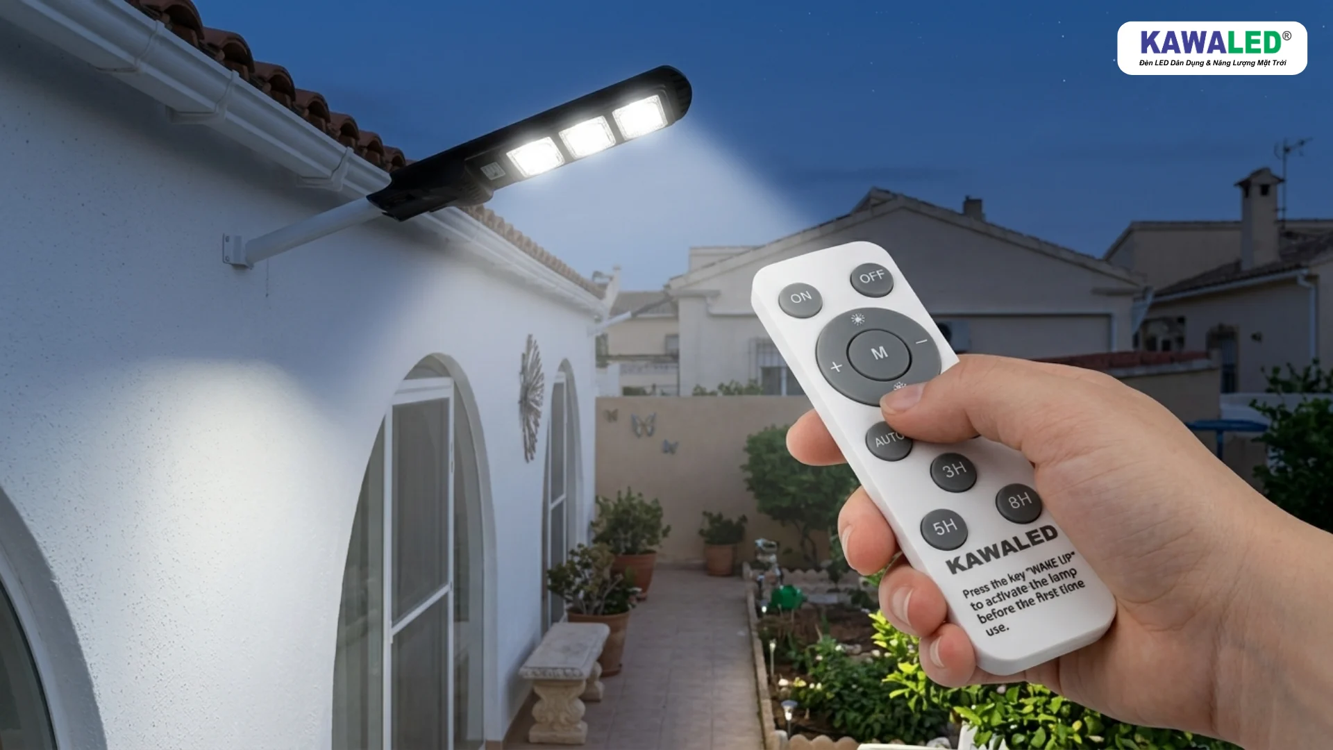 remote điều khiển đèn năng lượng mặt trời cài đặt thời gian chiếu sáng