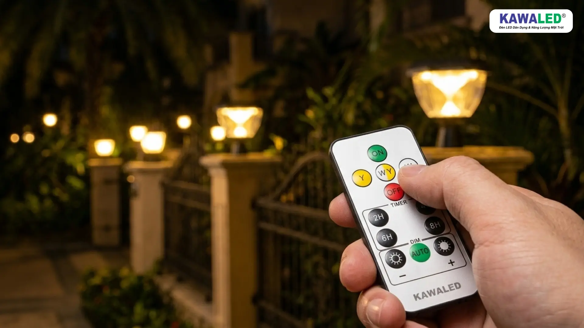remote điều khiển đèn năng lượng mặt trời hàng rào kawaled