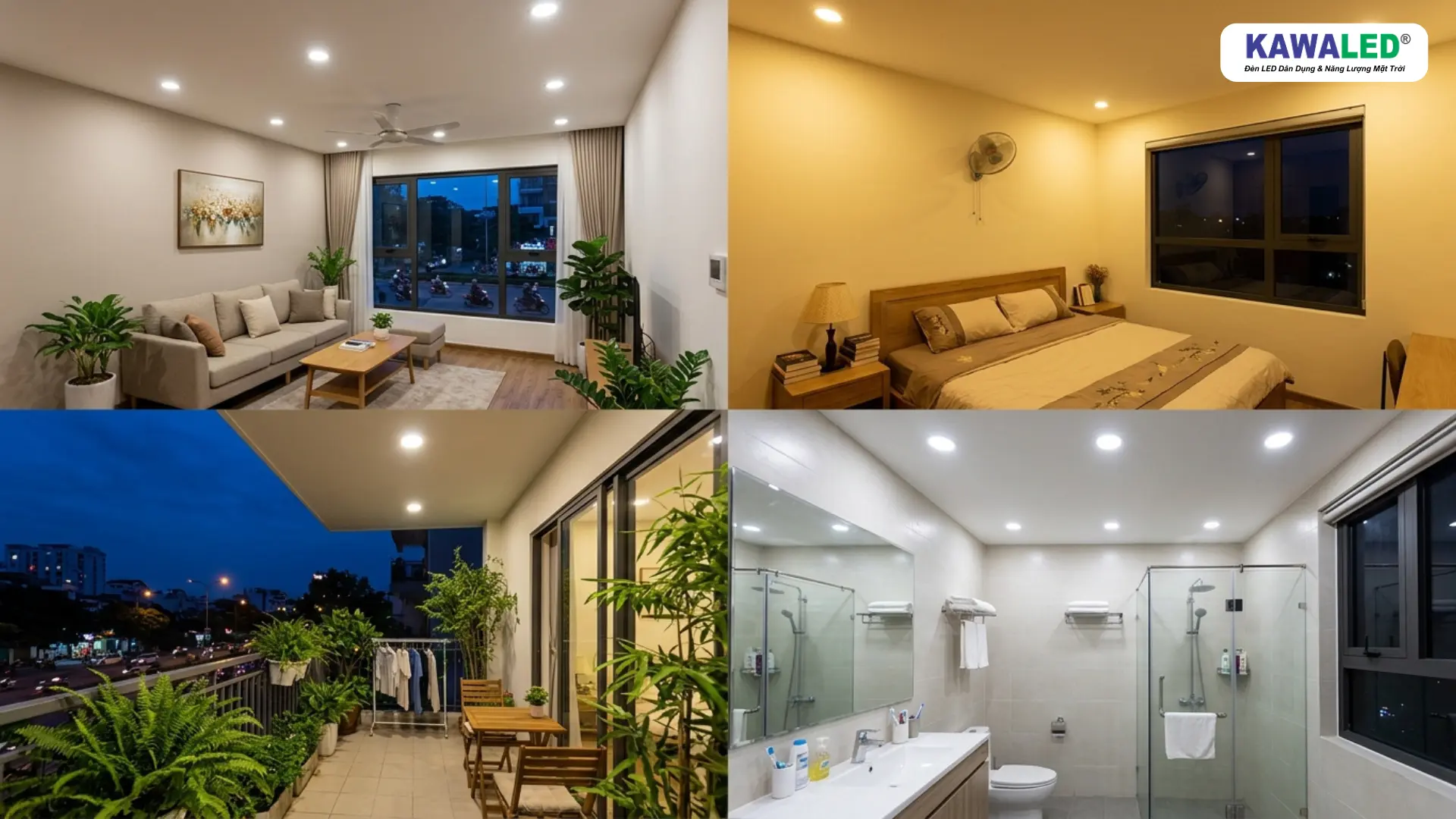 đèn âm trần phòng khách phòng ngủ ban công nhà vệ sinh