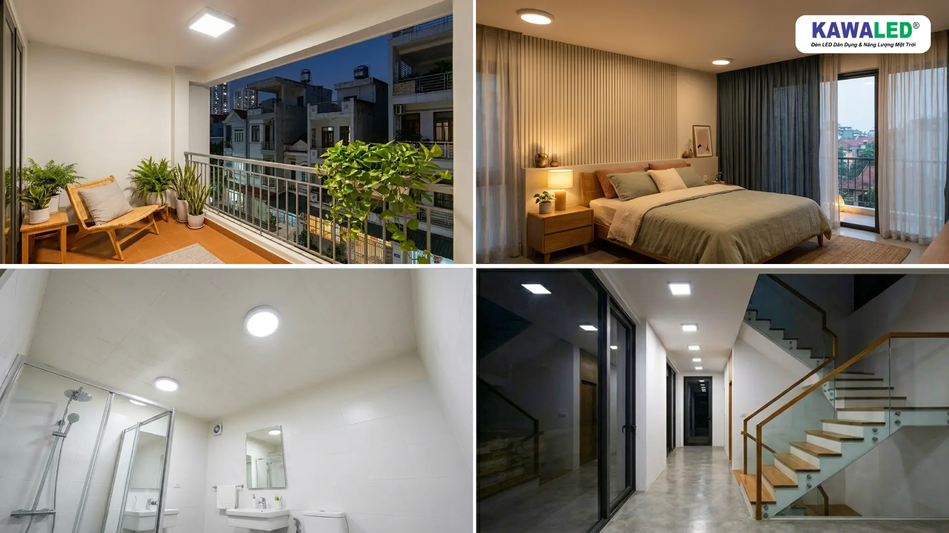 ứng dụng đèn ốp trần vuông và tròn trong nhiều không gian nhà
