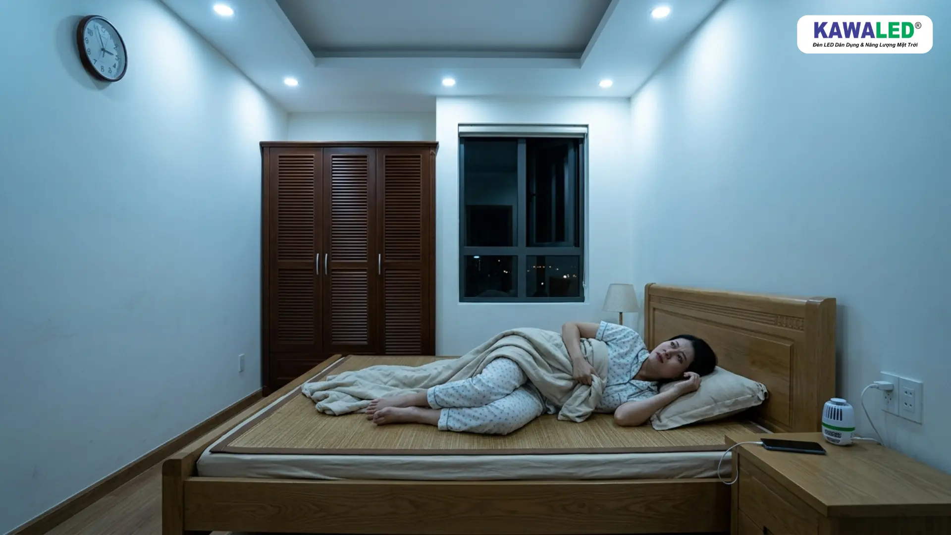 Ánh sáng phòng ngủ màu trắng khiến khó ngủ và khó thư giãn