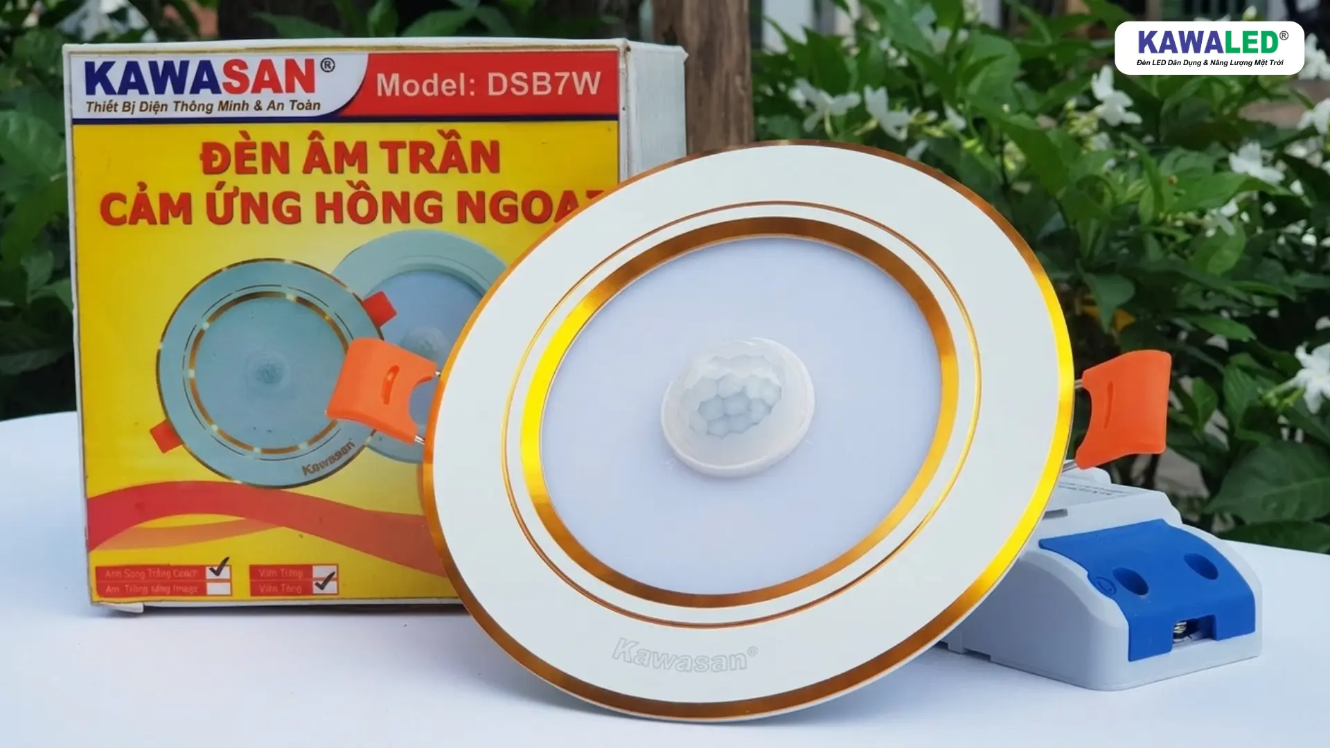 Bóng đèn cảm biến khi có người DSB viền vàng Kawasan