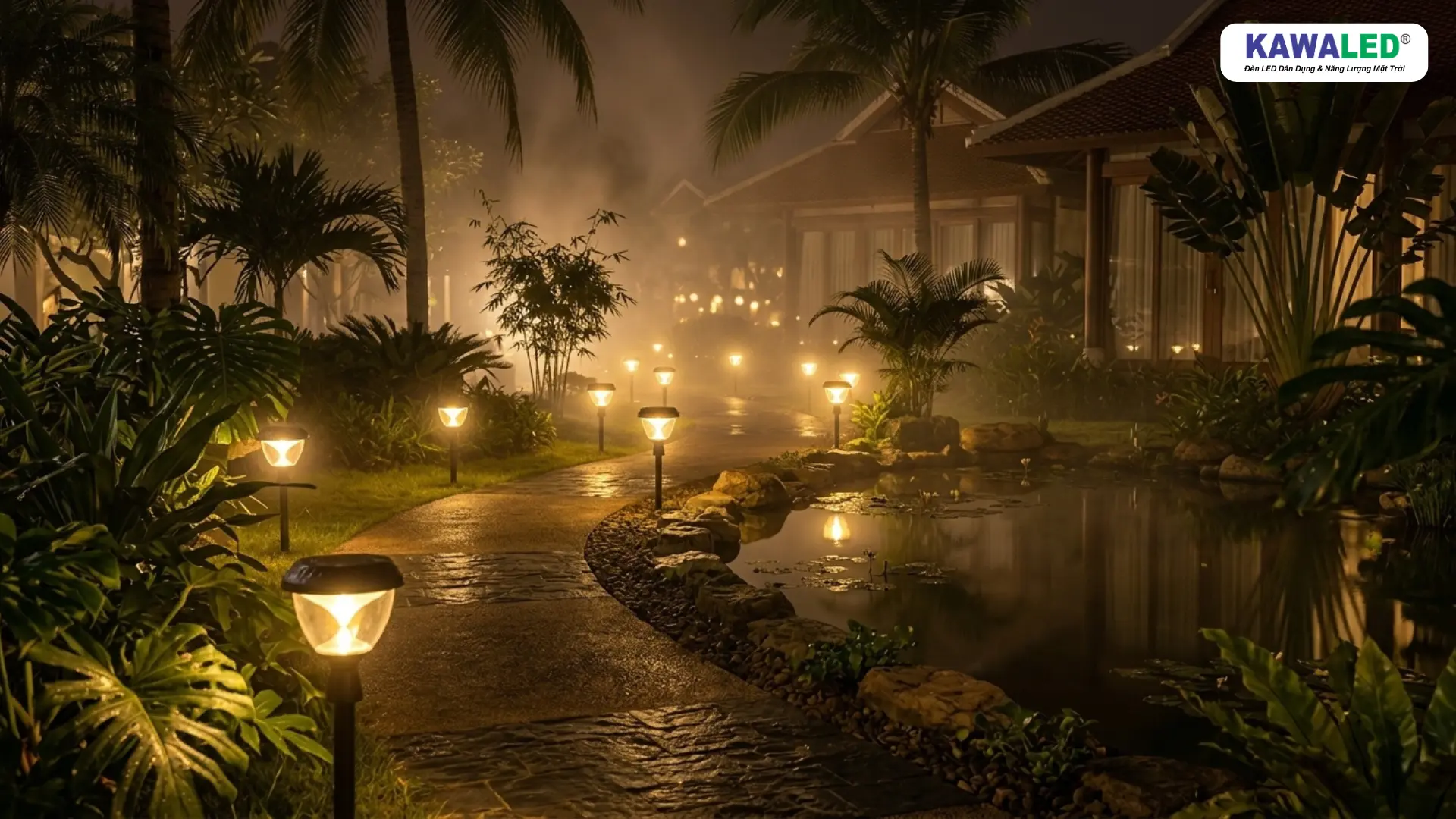 Đèn cắm cỏ sân vườn ánh sáng vàng dịu ngoài trời