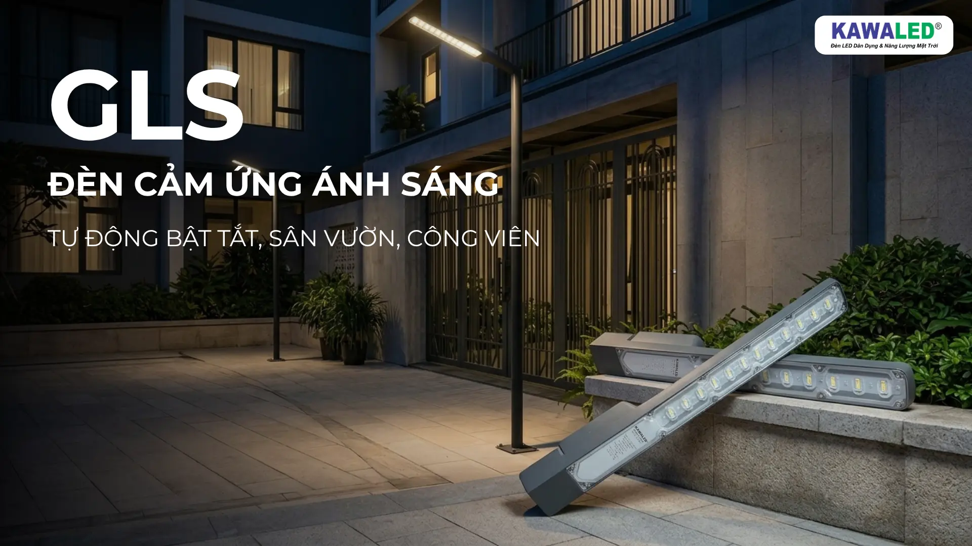 đèn cảm biến ánh sáng GLS Kawaled ngoài trời