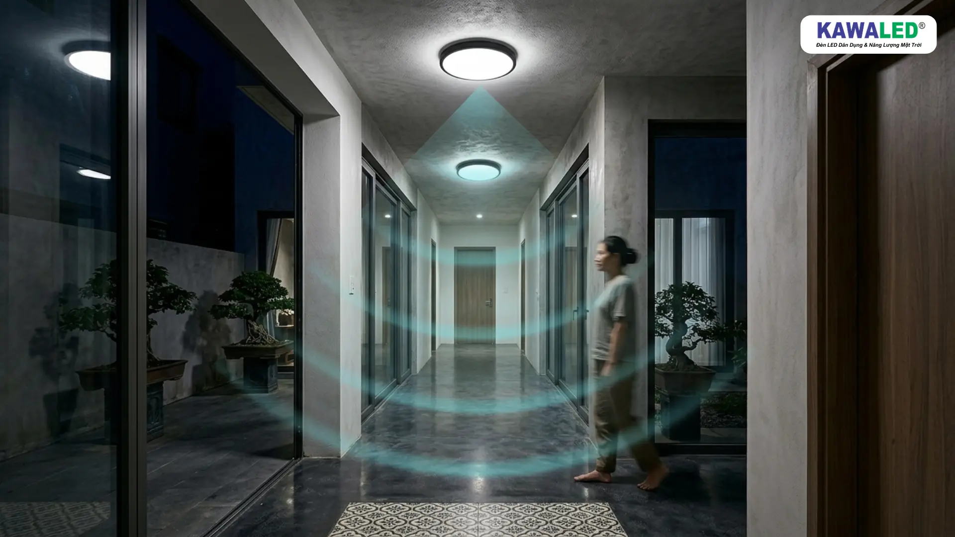 đèn cảm ứng chuyển động tự bật khi có người đi qua