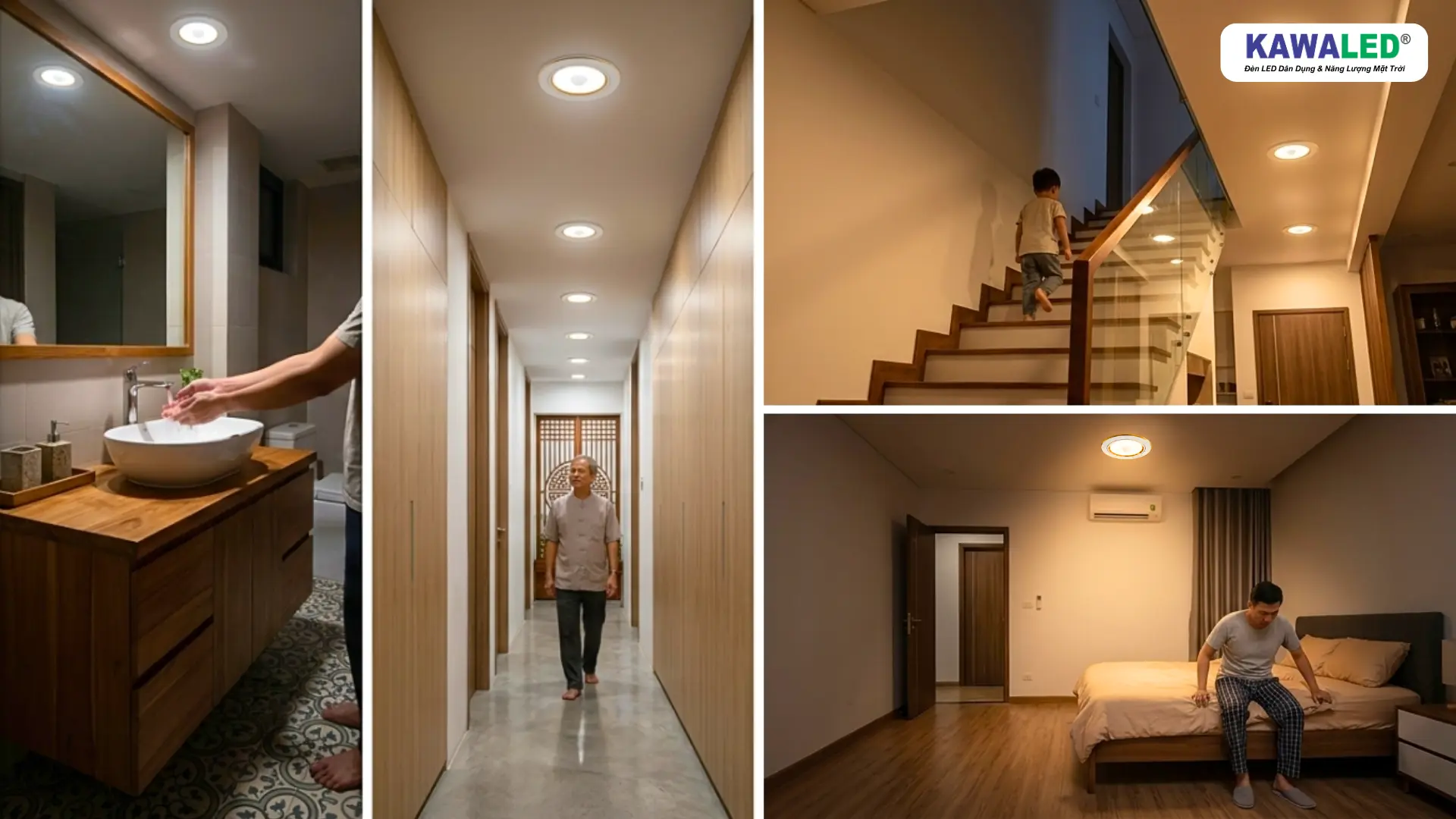 Ứng dụng đèn cảm ứng cho nhà vệ sinh, hành lang, cầu thang và phòng ngủ
