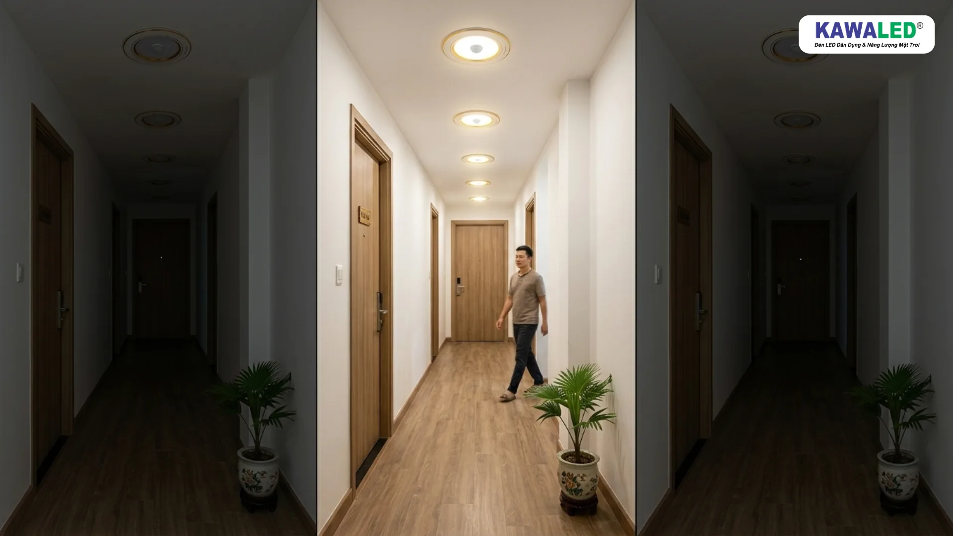 Đèn cảm ứng tự động bật sáng tại khu vực có người di chuyển