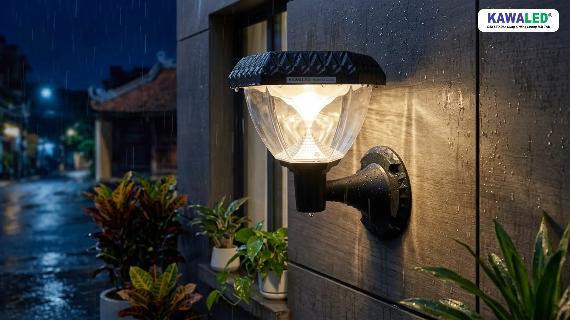 Đèn năng lượng mặt trời treo tường SGC2-3M chống nước ngoài trời