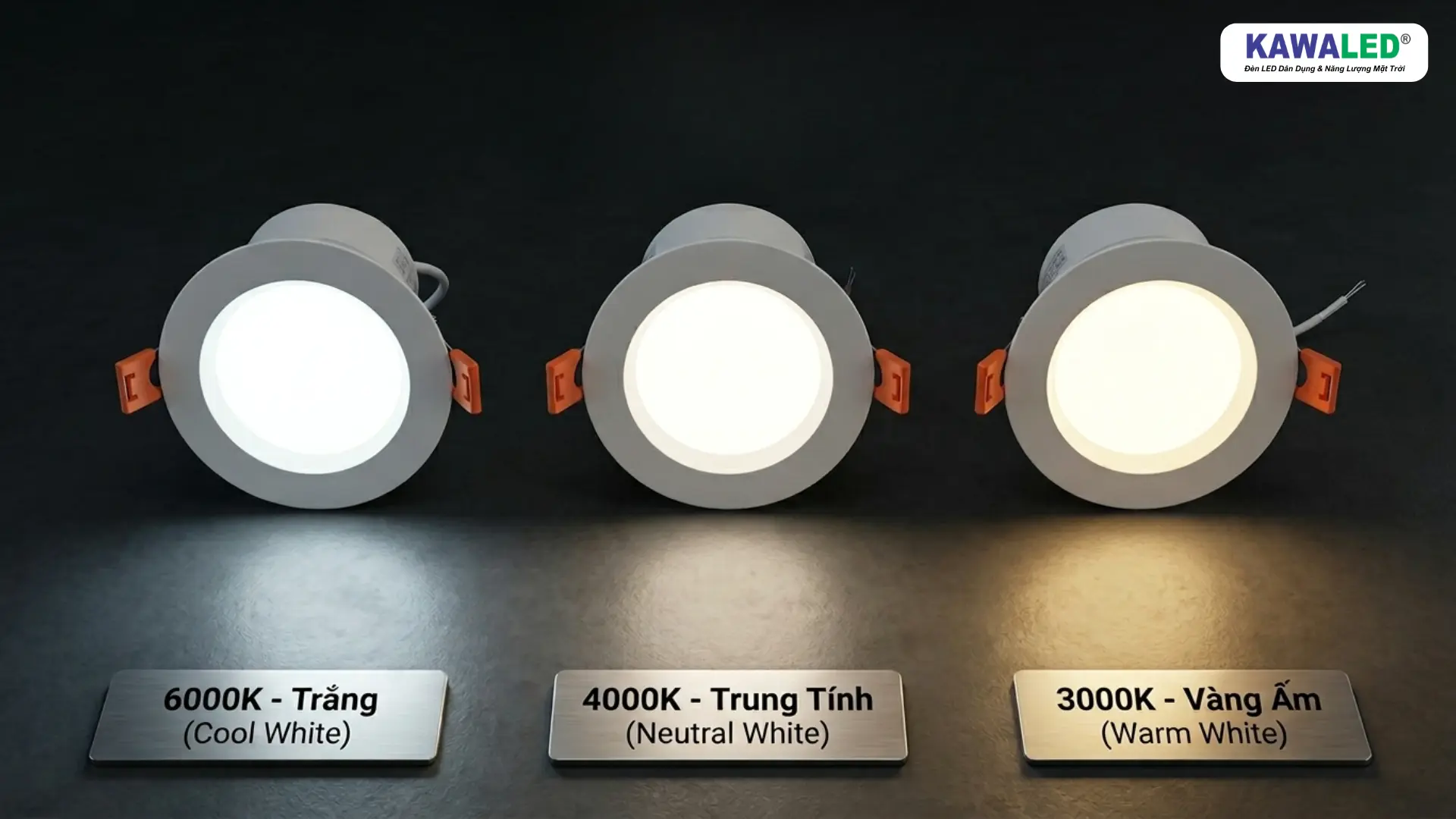 Đèn led âm trần 3 màu ánh sáng trắng trung tính vàng thực tế