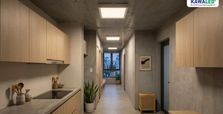 Đèn led trần bê tông cho nhà không làm thạch cao hiện đại