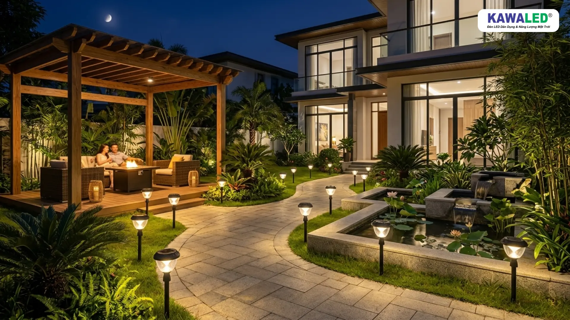 đèn năng lượng mặt trời trang trí sân vườn ngoài trời