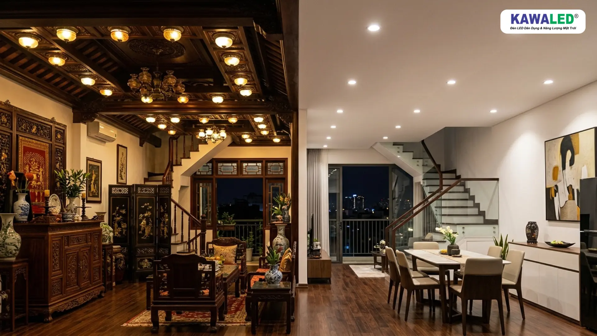 So sánh đèn nổi truyền thống và đèn âm trần thạch cao hiện đại