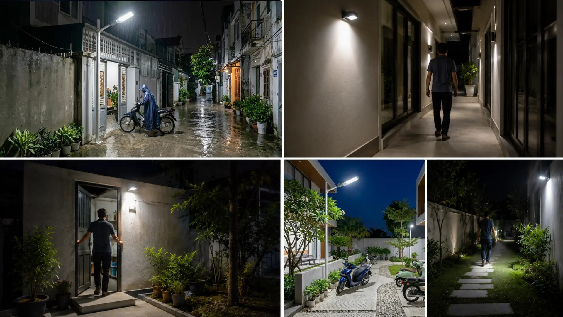 ứng dụng đèn cảm biến cho cổng nhà hành lang sân sau sân vườn
