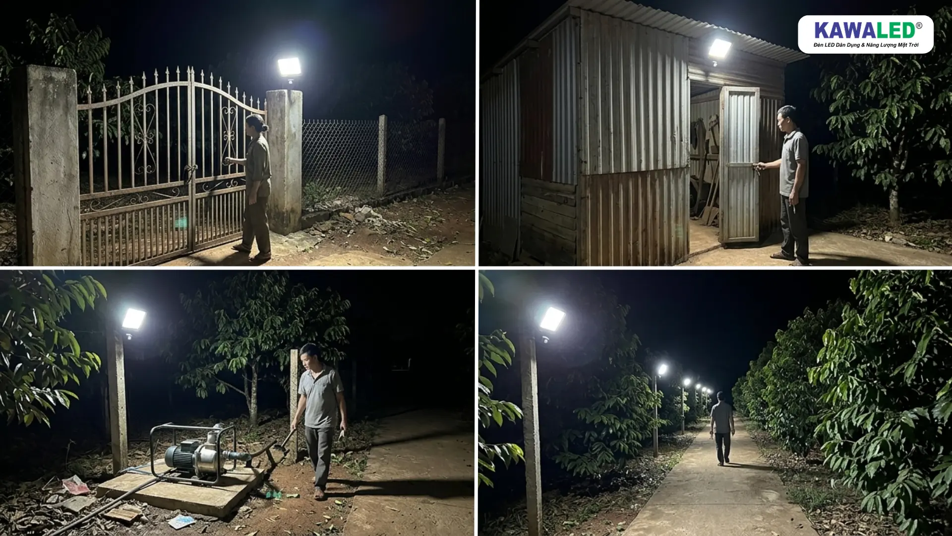Ứng dụng đèn cảm ứng ngoài trời cho cổng rào kho chứa máy bơm và lối đi