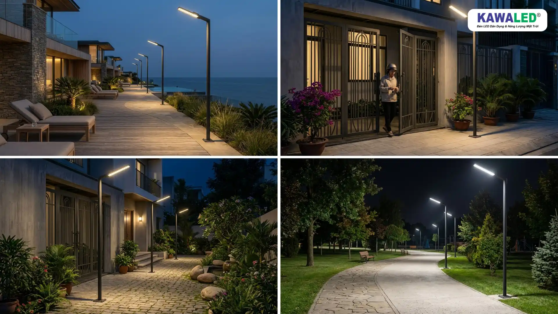 ứng dụng đèn led ngoài trời cho lối đi sân vườn và cổng nhà